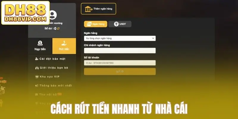 Cách rút tiền nhanh từ nhà cái