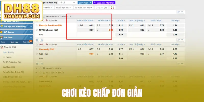 Chơi kèo chấp đơn giản