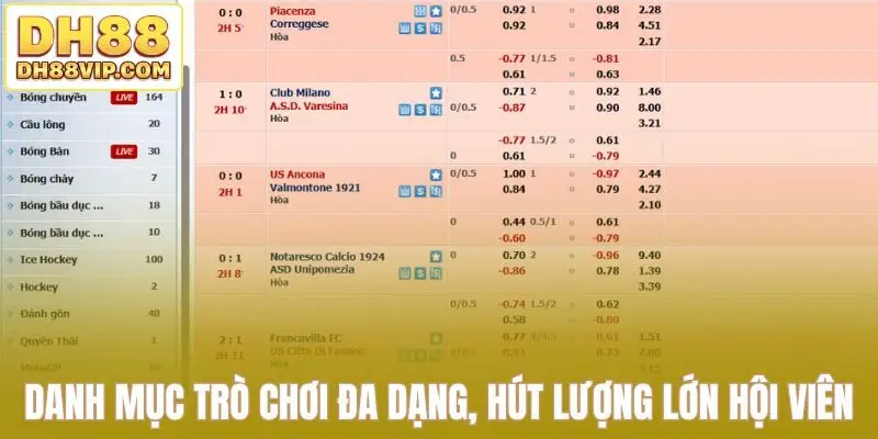 Danh mục trò chơi đa dạng, hút lượng lớn hội viên